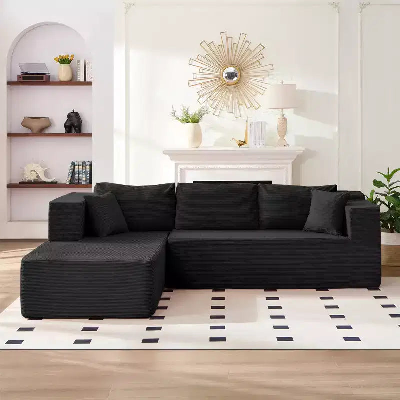 Mjkone Canapé sectionnel moderne 2 pièces 106'' en velours côtelé, à combinaison libre, en forme de L, avec siège profond, canapé-lit rembourré avec chaise longue gauche