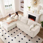 Mjkone Canapé sectionnel moderne 2 pièces 106'' en velours côtelé, à combinaison libre, en forme de L, avec siège profond, canapé-lit rembourré avec chaise longue gauche