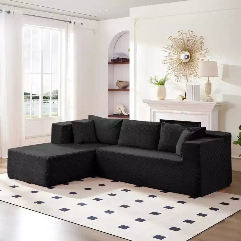 Mjkone Canapé sectionnel moderne 2 pièces 106'' en velours côtelé, à combinaison libre, en forme de L, avec siège profond, canapé-lit rembourré avec chaise longue gauche