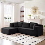 Mjkone Canapé sectionnel moderne 2 pièces 106'' en velours côtelé, à combinaison libre, en forme de L, avec siège profond, canapé-lit rembourré avec chaise longue gauche