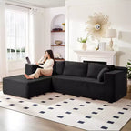 Mjkone Canapé sectionnel moderne 2 pièces 106'' en velours côtelé, à combinaison libre, en forme de L, avec siège profond, canapé-lit rembourré avec chaise longue gauche