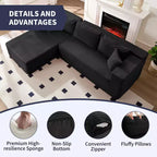 Mjkone Canapé sectionnel moderne 2 pièces 106'' en velours côtelé, à combinaison libre, en forme de L, avec siège profond, canapé-lit rembourré avec chaise longue gauche