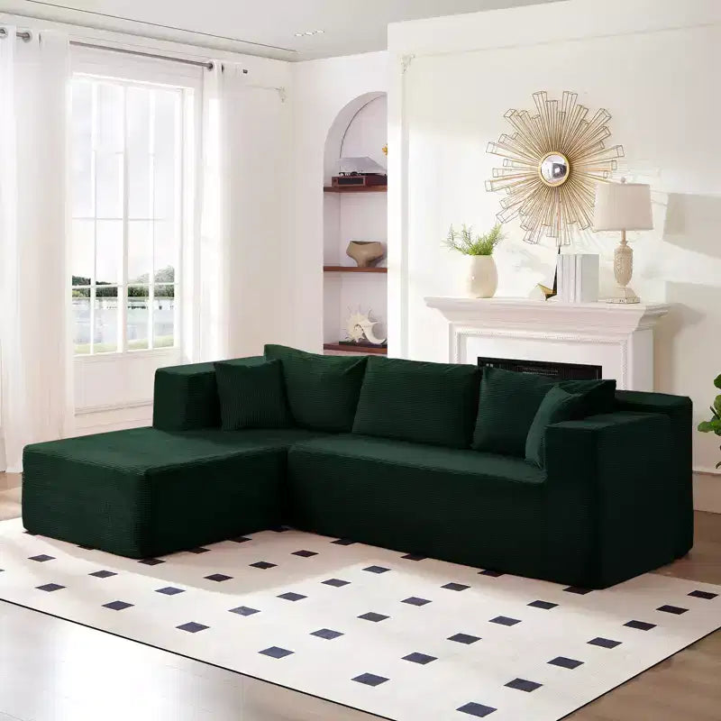 Mjkone Canapé sectionnel moderne 2 pièces 106'' en velours côtelé, à combinaison libre, en forme de L, avec siège profond, canapé-lit rembourré avec chaise longue gauche