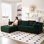 Mjkone Canapé sectionnel moderne 2 pièces 106'' en velours côtelé, à combinaison libre, en forme de L, avec siège profond, canapé-lit rembourré avec chaise longue gauche