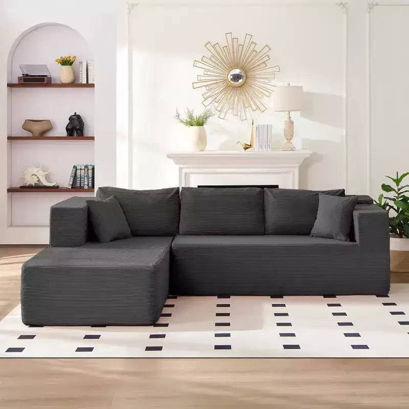 Mjkone Canapé sectionnel moderne 2 pièces 106'' en velours côtelé, à combinaison libre, en forme de L, avec siège profond, canapé-lit rembourré avec chaise longue gauche
