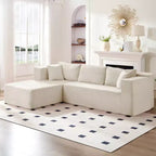 Mjkone Canapé sectionnel moderne 2 pièces 106'' en velours côtelé, à combinaison libre, en forme de L, avec siège profond, canapé-lit rembourré avec chaise longue gauche