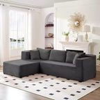 Mjkone Canapé sectionnel moderne 2 pièces 106'' en velours côtelé, à combinaison libre, en forme de L, avec siège profond, canapé-lit rembourré avec chaise longue gauche