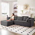 Mjkone Canapé sectionnel moderne 2 pièces 106'' en velours côtelé, à combinaison libre, en forme de L, avec siège profond, canapé-lit rembourré avec chaise longue gauche