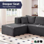 Mjkone Canapé sectionnel moderne 2 pièces 106'' en velours côtelé, à combinaison libre, en forme de L, avec siège profond, canapé-lit rembourré avec chaise longue gauche