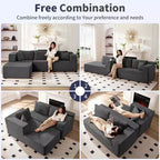 Mjkone Canapé sectionnel moderne 2 pièces 106'' en velours côtelé, à combinaison libre, en forme de L, avec siège profond, canapé-lit rembourré avec chaise longue gauche