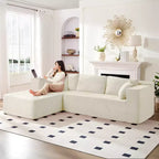 Mjkone Canapé sectionnel moderne 2 pièces 106'' en velours côtelé, à combinaison libre, en forme de L, avec siège profond, canapé-lit rembourré avec chaise longue gauche