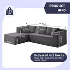 Mjkone Canapé sectionnel moderne 2 pièces 106'' en velours côtelé, à combinaison libre, en forme de L, avec siège profond, canapé-lit rembourré avec chaise longue gauche
