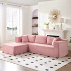 Mjkone Canapé sectionnel moderne 2 pièces 106'' en velours côtelé, à combinaison libre, en forme de L, avec siège profond, canapé-lit rembourré avec chaise longue gauche