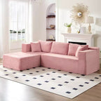 Mjkone Canapé sectionnel moderne 2 pièces 106'' en velours côtelé, à combinaison libre, en forme de L, avec siège profond, canapé-lit rembourré avec chaise longue gauche