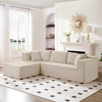 Mjkone Canapé sectionnel moderne 2 pièces 106'' en velours côtelé, à combinaison libre, en forme de L, avec siège profond, canapé-lit rembourré avec chaise longue gauche
