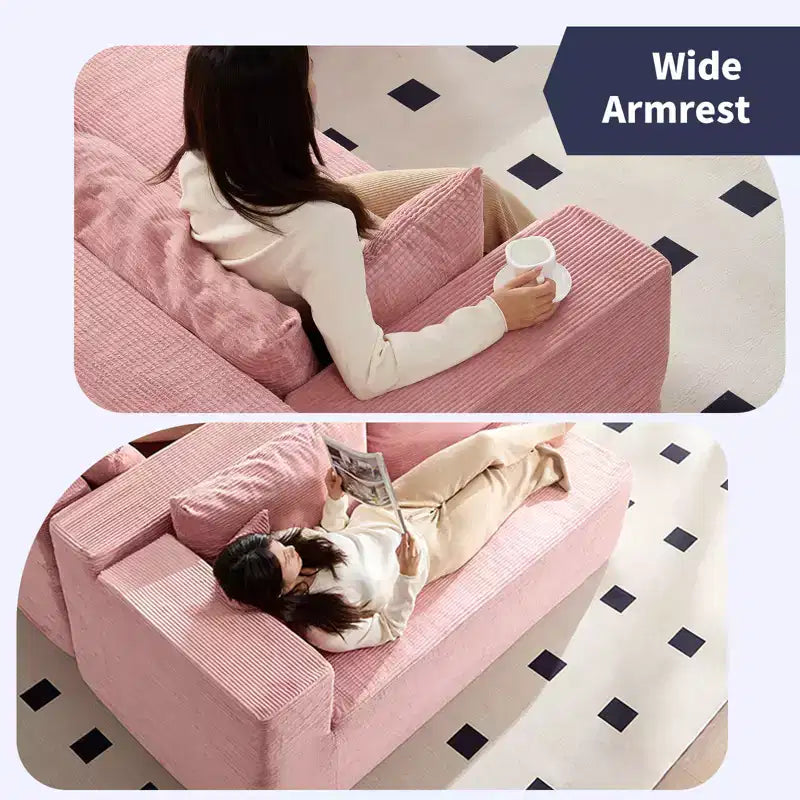 Mjkone Canapé sectionnel moderne 2 pièces 106'' en velours côtelé, à combinaison libre, en forme de L, avec siège profond, canapé-lit rembourré avec chaise longue gauche