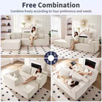 Mjkone Canapé sectionnel moderne 2 pièces 106'' en velours côtelé, à combinaison libre, en forme de L, avec siège profond, canapé-lit rembourré avec chaise longue gauche