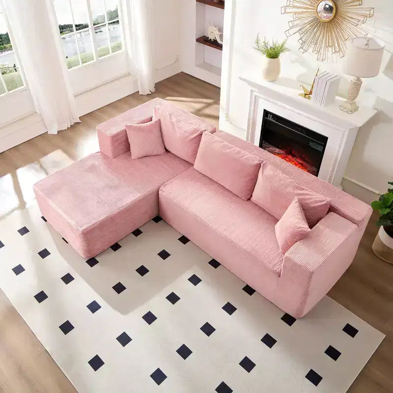 Mjkone Canapé sectionnel moderne 2 pièces 106'' en velours côtelé, à combinaison libre, en forme de L, avec siège profond, canapé-lit rembourré avec chaise longue gauche