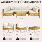Karl Home Patio Salon de conversation sectionnel 7 pièces en osier de polyéthylène
