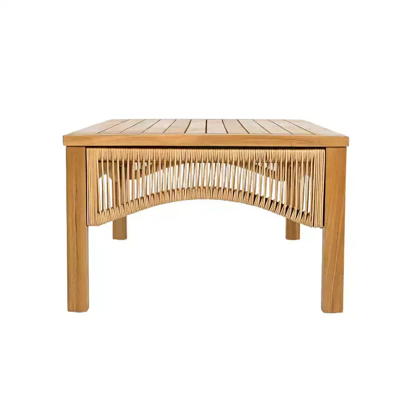 Christopher Knight Home Doretta Ensemble de sièges d'extérieur 5 places en forme de L en bois d'acacia et rotin avec coussins