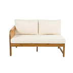 Christopher Knight Home Doretta Ensemble de sièges d'extérieur 5 places en forme de L en bois d'acacia et rotin avec coussins