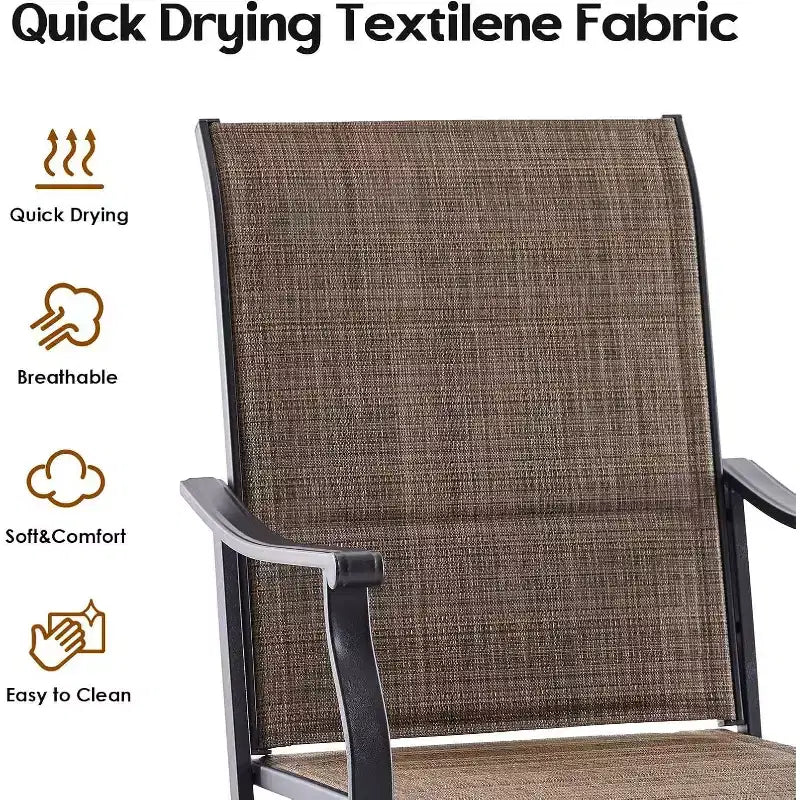 Ensemble de 4 chaises de salle à manger de patio pivotantes - Tissu textilène rembourré pour un confort tout temps, design ergonomique idéal pour la cour arrière, le balcon et le jardin