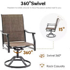 Ensemble de 4 chaises de salle à manger de patio pivotantes - Tissu textilène rembourré pour un confort tout temps, design ergonomique idéal pour la cour arrière, le balcon et le jardin