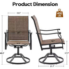 Ensemble de 4 chaises de salle à manger de patio pivotantes - Tissu textilène rembourré pour un confort tout temps, design ergonomique idéal pour la cour arrière, le balcon et le jardin