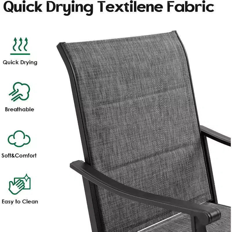 Ensemble de 4 chaises de salle à manger de patio pivotantes - Tissu textilène rembourré pour un confort tout temps, design ergonomique idéal pour la cour arrière, le balcon et le jardin