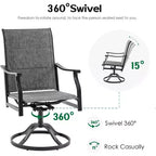 Ensemble de 4 chaises de salle à manger de patio pivotantes - Tissu textilène rembourré pour un confort tout temps, design ergonomique idéal pour la cour arrière, le balcon et le jardin