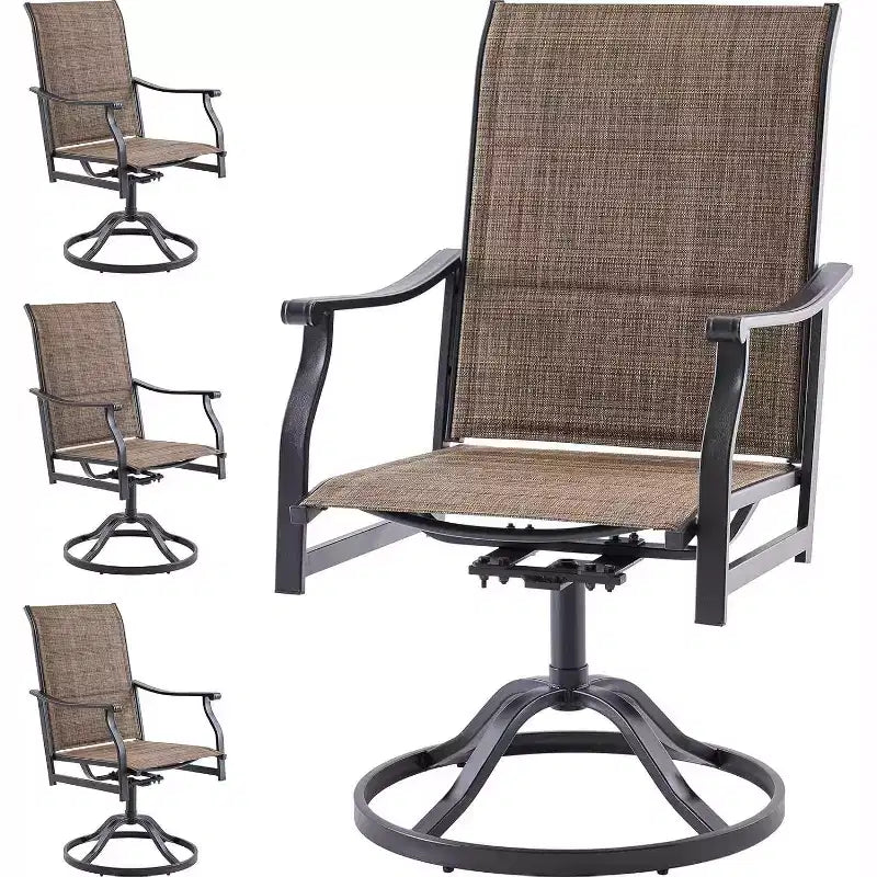 Set of 4 Swivel Patio Dining Chairs - Padded Textilene Fabric for All-Weather Comfort, Ergonomic Design Ideal for Backyard, Balcony, and Garden