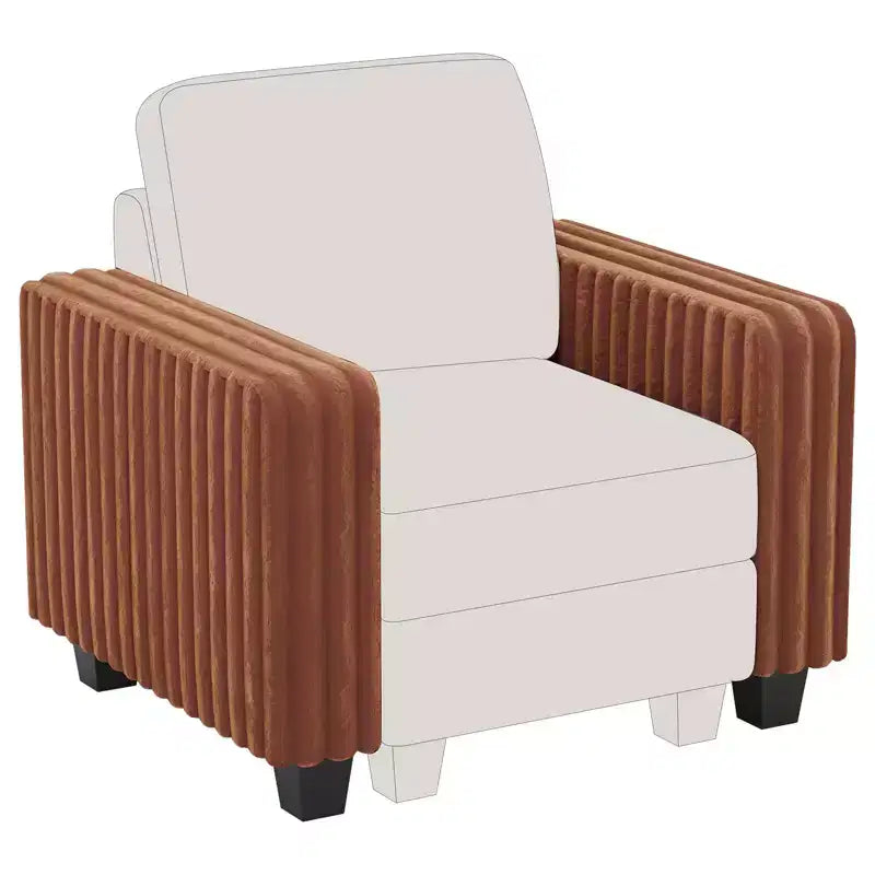 Module d'accoudoir de canapé modulable Belffin pour canapé modulaire en velours côtelé, Paire d'accoudoirs