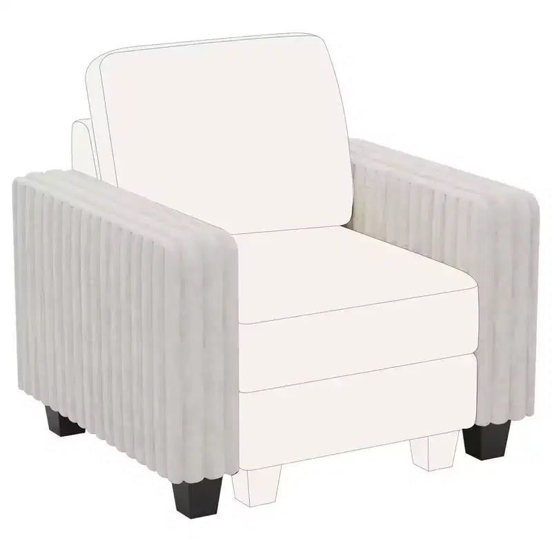 Module d'accoudoir de canapé modulable Belffin pour canapé modulaire en velours côtelé, Paire d'accoudoirs