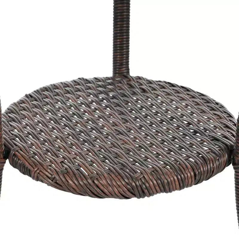 Ensemble de loisirs d'extérieur Whisen, 2 fauteuils individuels en rotin avec une table ronde en verre, idéal pour les patios, balcons et cours.