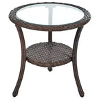 Ensemble de loisirs d'extérieur Whisen, 2 fauteuils individuels en rotin avec une table ronde en verre, idéal pour les patios, balcons et cours.