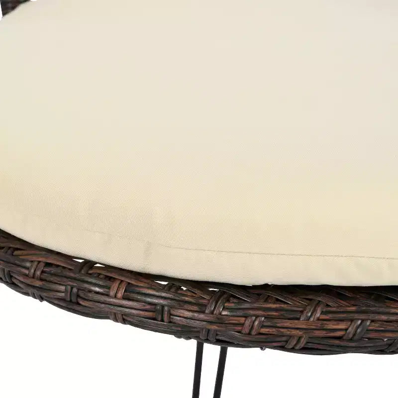 Ensemble de loisirs d'extérieur Whisen, 2 fauteuils individuels en rotin avec une table ronde en verre, idéal pour les patios, balcons et cours.