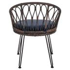 Ensemble de loisirs d'extérieur Whisen, 2 fauteuils individuels en rotin avec une table ronde en verre, idéal pour les patios, balcons et cours.