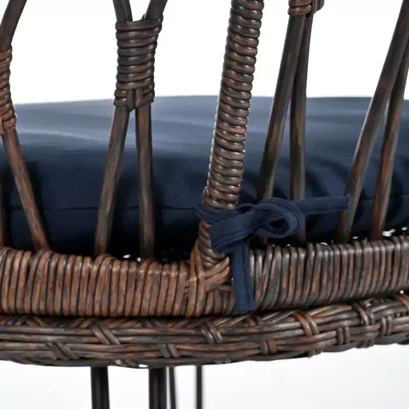 Ensemble de loisirs d'extérieur Whisen, 2 fauteuils individuels en rotin avec une table ronde en verre, idéal pour les patios, balcons et cours.