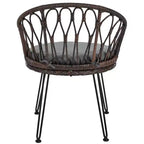 Ensemble de loisirs d'extérieur Whisen, 2 fauteuils individuels en rotin avec une table ronde en verre, idéal pour les patios, balcons et cours.
