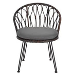 Ensemble de loisirs d'extérieur Whisen, 2 fauteuils individuels en rotin avec une table ronde en verre, idéal pour les patios, balcons et cours.