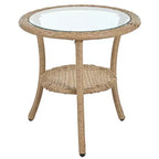Ensemble de loisirs d'extérieur Whisen, 2 fauteuils individuels en rotin avec une table ronde en verre, idéal pour les patios, balcons et cours.