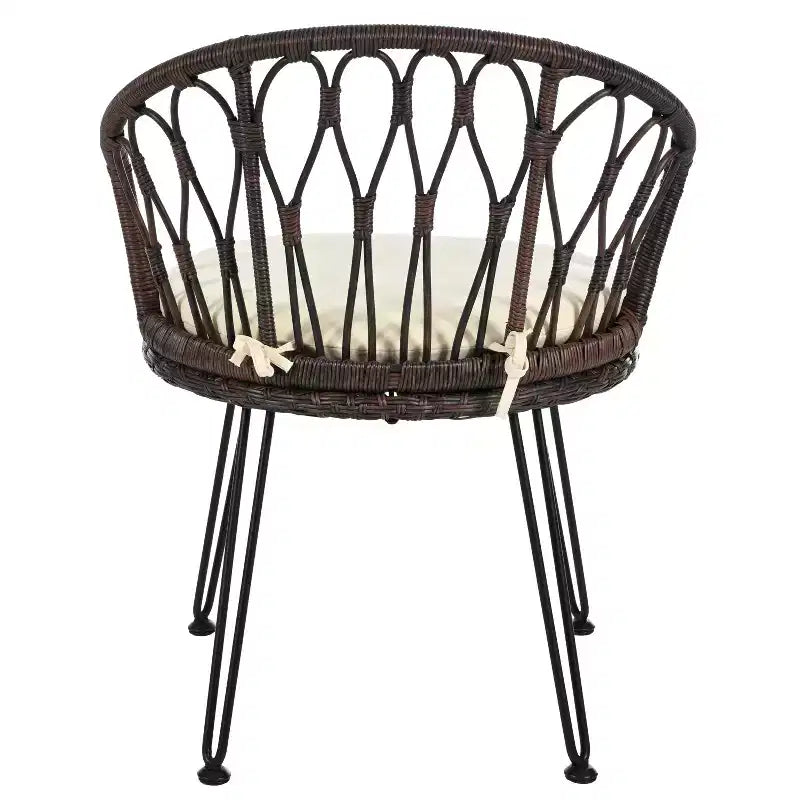 Ensemble de loisirs d'extérieur Whisen, 2 fauteuils individuels en rotin avec une table ronde en verre, idéal pour les patios, balcons et cours.
