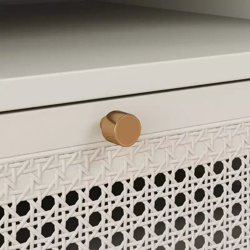 Ensemble de chambre à coucher Roundhill Furniture Feeney 2 pièces, lit plateforme avec table de chevet, blanc crème, grand lit