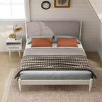 Ensemble de chambre à coucher Roundhill Furniture Feeney 2 pièces, lit plateforme avec table de chevet, blanc crème, grand lit
