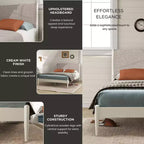 Ensemble de chambre à coucher Roundhill Furniture Feeney 2 pièces, lit plateforme avec table de chevet, blanc crème, grand lit