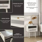 Ensemble de chambre à coucher Roundhill Furniture Feeney 2 pièces, lit plateforme avec table de chevet, blanc crème, grand lit