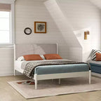 Ensemble de chambre à coucher Roundhill Furniture Feeney 2 pièces, lit plateforme avec table de chevet, blanc crème, grand lit
