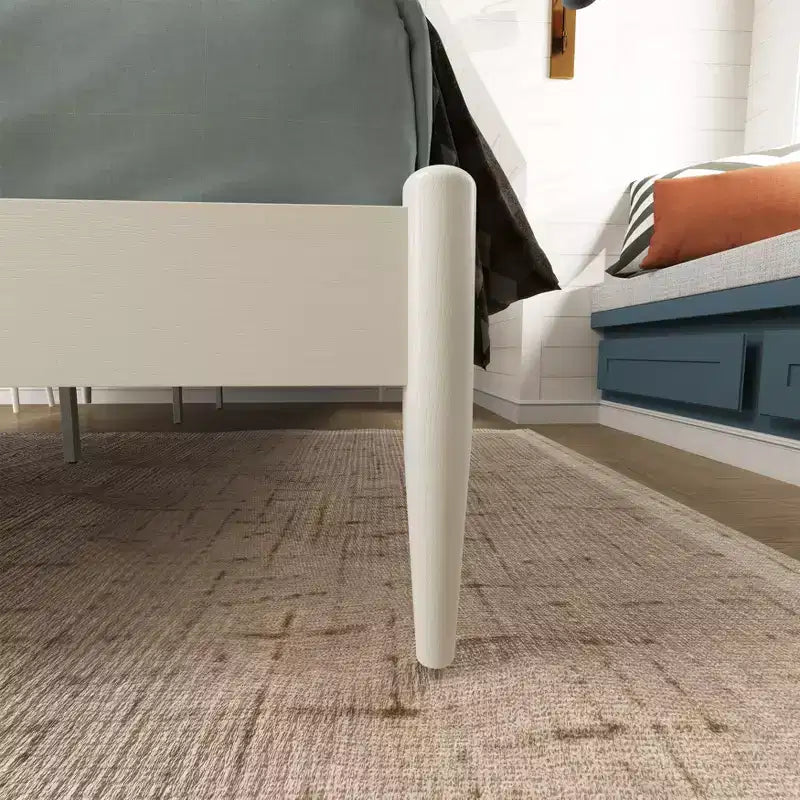 Ensemble de chambre à coucher Roundhill Furniture Feeney 2 pièces, lit plateforme avec table de chevet, blanc crème, grand lit