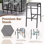 Costway Kit Tonnelle de Barbecue 6,5 x 4 x 8 FT avec 2 Tabourets de Bar, Table de Bar en Verre Trempé Marron/Gris
