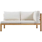 Canapé d'angle de conversation Whisen Patio, ensemble canapé d'extérieur en bois d'acacia, salon de jardin avec table basse et coussins résistants à l'eau
